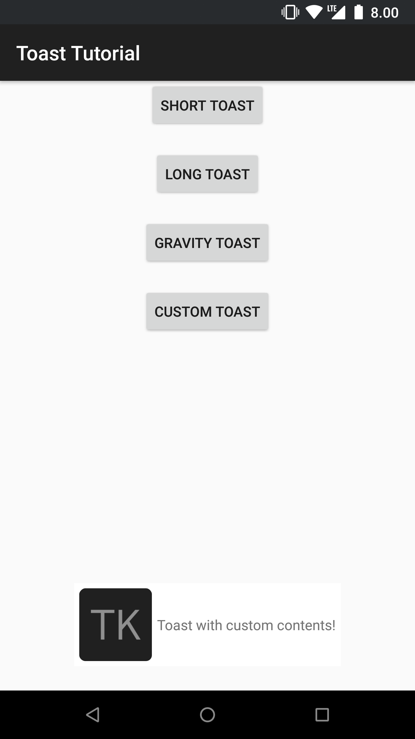 Toast with custom content